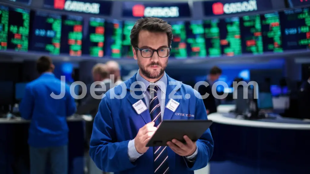 A trader observing a stock trend in his tab