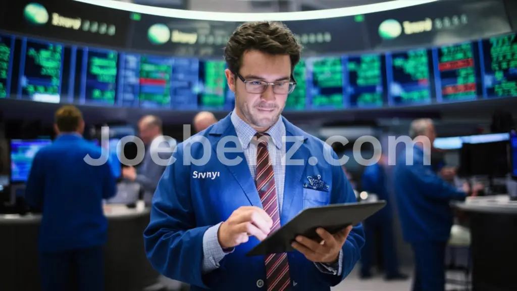 A trader entering trade in stock market